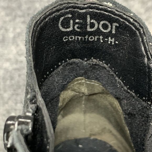 Gabor Shoe Boot Leather Suede Women Sz UK 6  US 8.5 Black Low Stack Heel - Picture 8 of 12